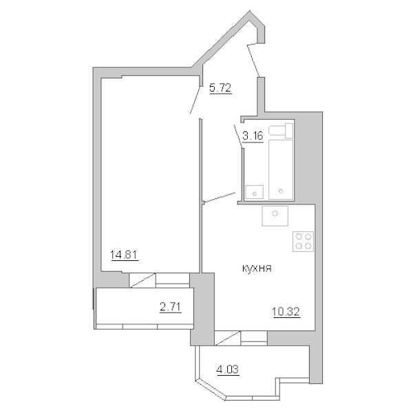 Однокомнатная квартира в : площадь 37.46 м2 , этаж: 11 – купить в Санкт-Петербурге